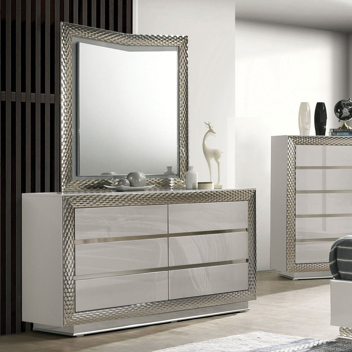 Ventnor Gray Glam Bedroom Set from Furniture of America - Luna Furniture
