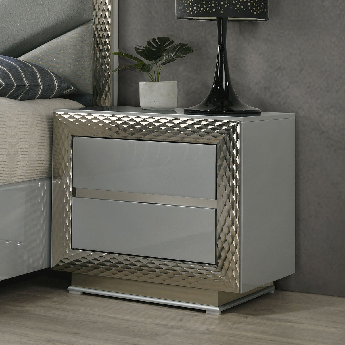 Ventnor Gray Glam Bedroom Set from Furniture of America - Luna Furniture