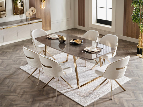 Veronica Taupe/Gold Dining Table