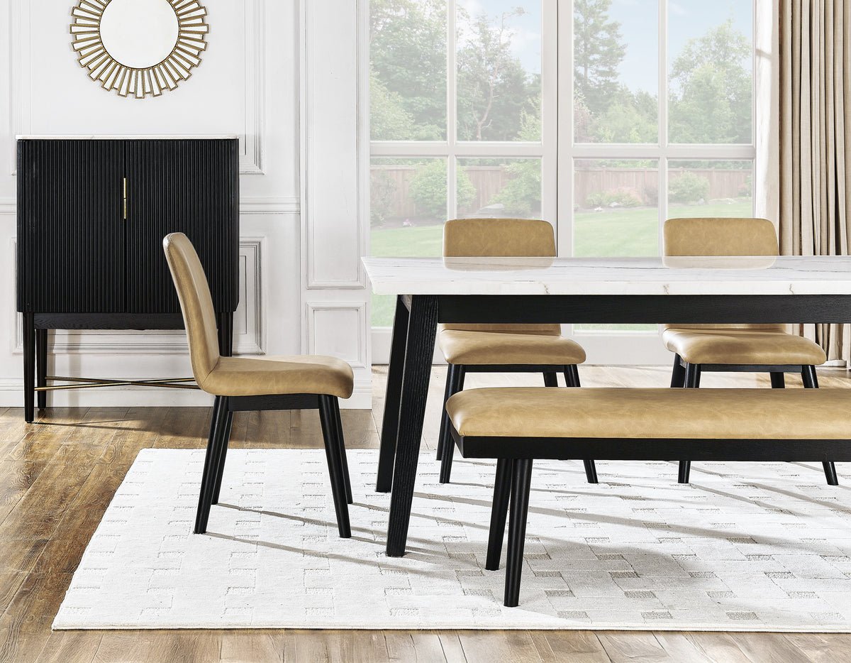 Vida 49″ Sand Vegan Leather Dining Bench from Steve Silver - Luna Furniture