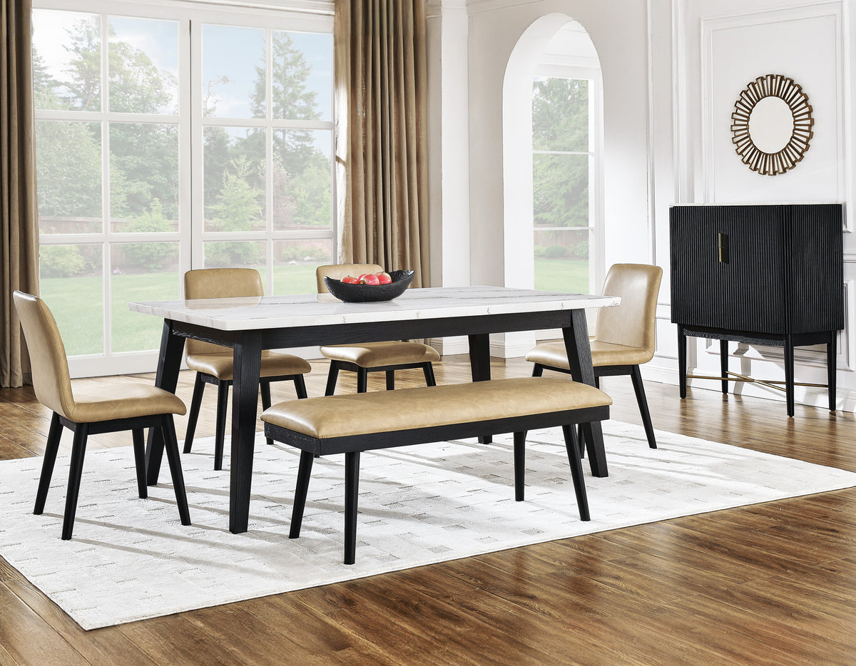 Vida 49″ Sand Vegan Leather Dining Bench from Steve Silver - Luna Furniture