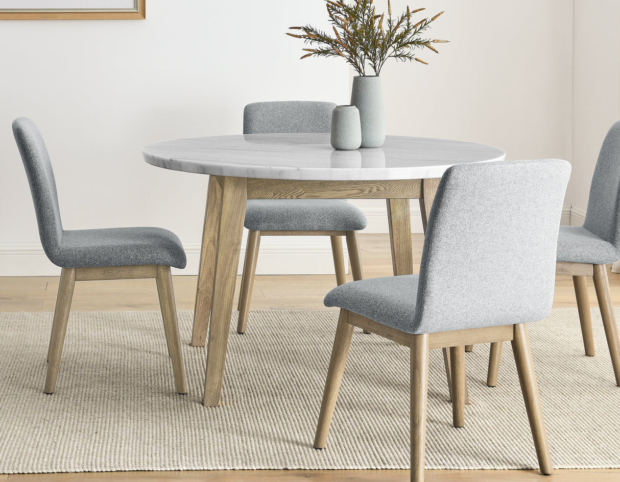 Vida 5-Piece 48″ Round White Marble Dining Set from Steve Silver - Luna Furniture