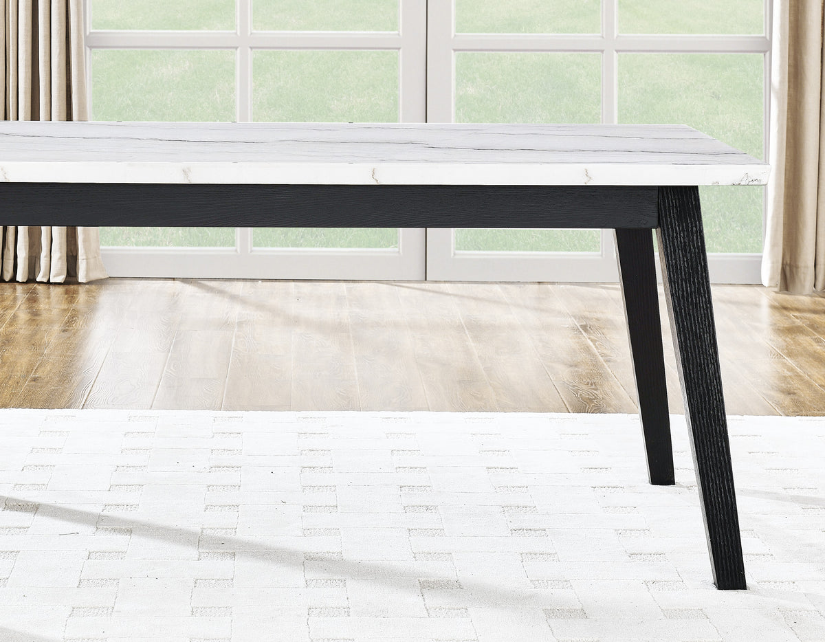 Vida 72″ White Marble Top Dining Table, Black Finish from Steve Silver - Luna Furniture