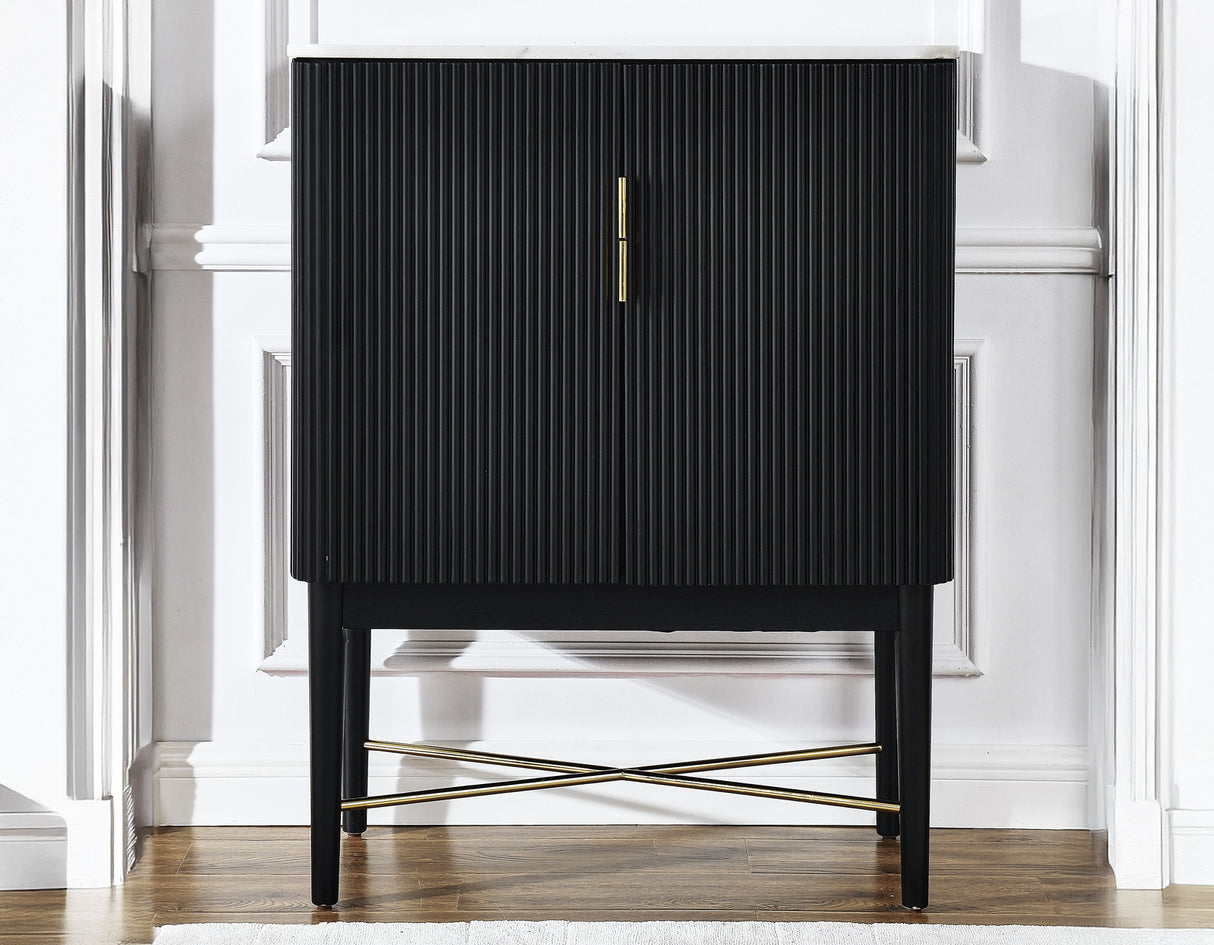 Vida Marble Top WIne Cabinet, Black Finish from Steve Silver - Luna Furniture