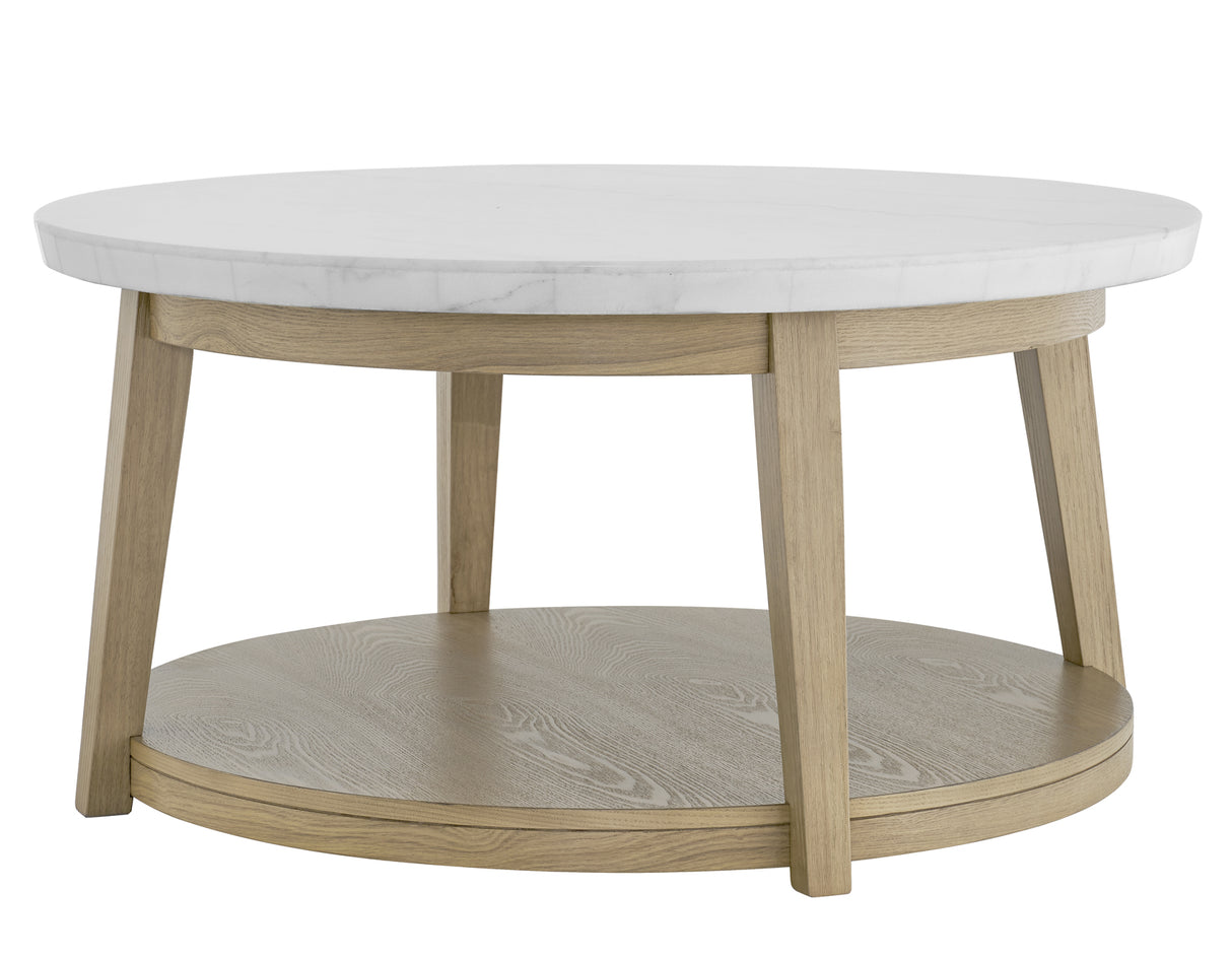 Vida Round 36″ White Marble Top Cocktail Table with Casters from Steve Silver - Luna Furniture