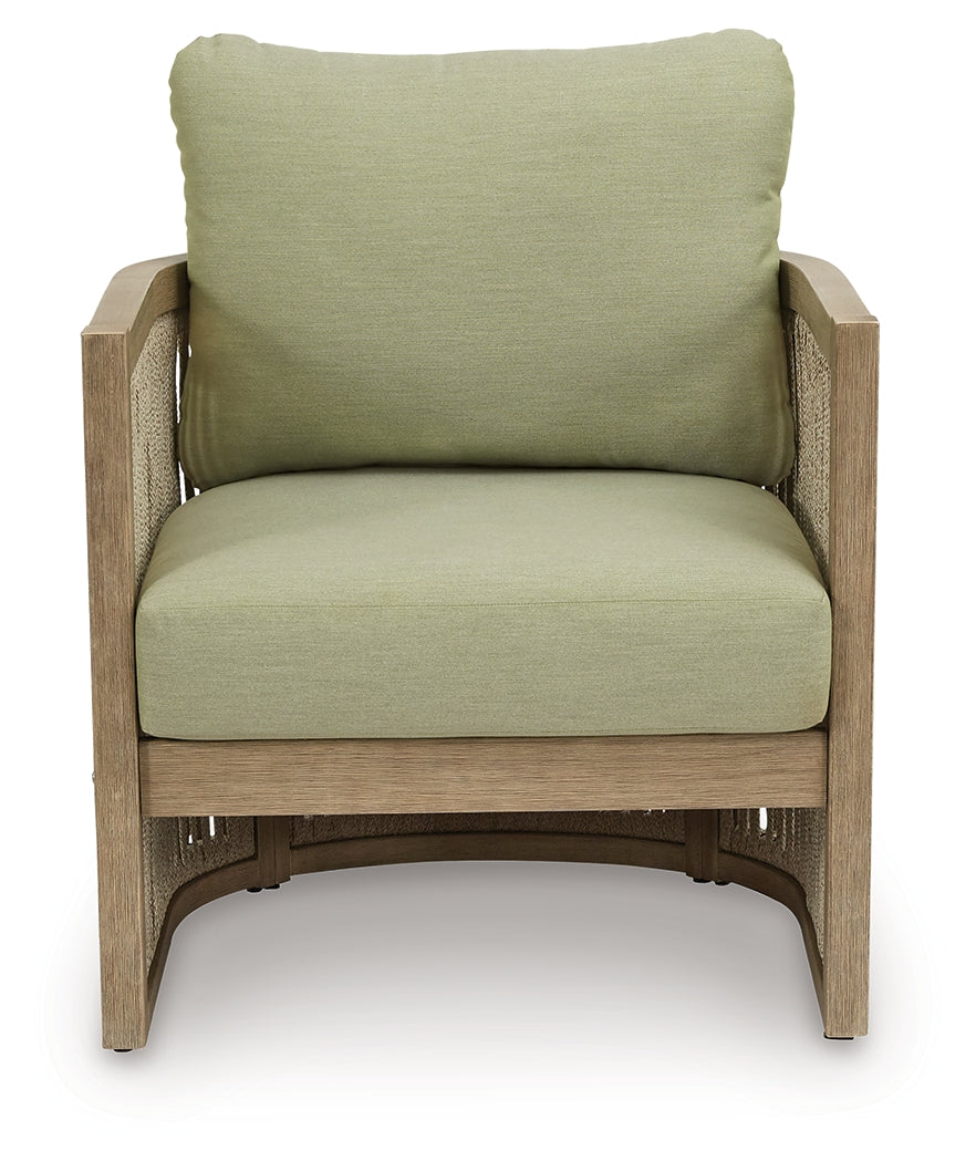 Vision Lane Beige/Green Outdoor Lounge Chair (Set of 2) from Ashley Furniture - Luna Furniture