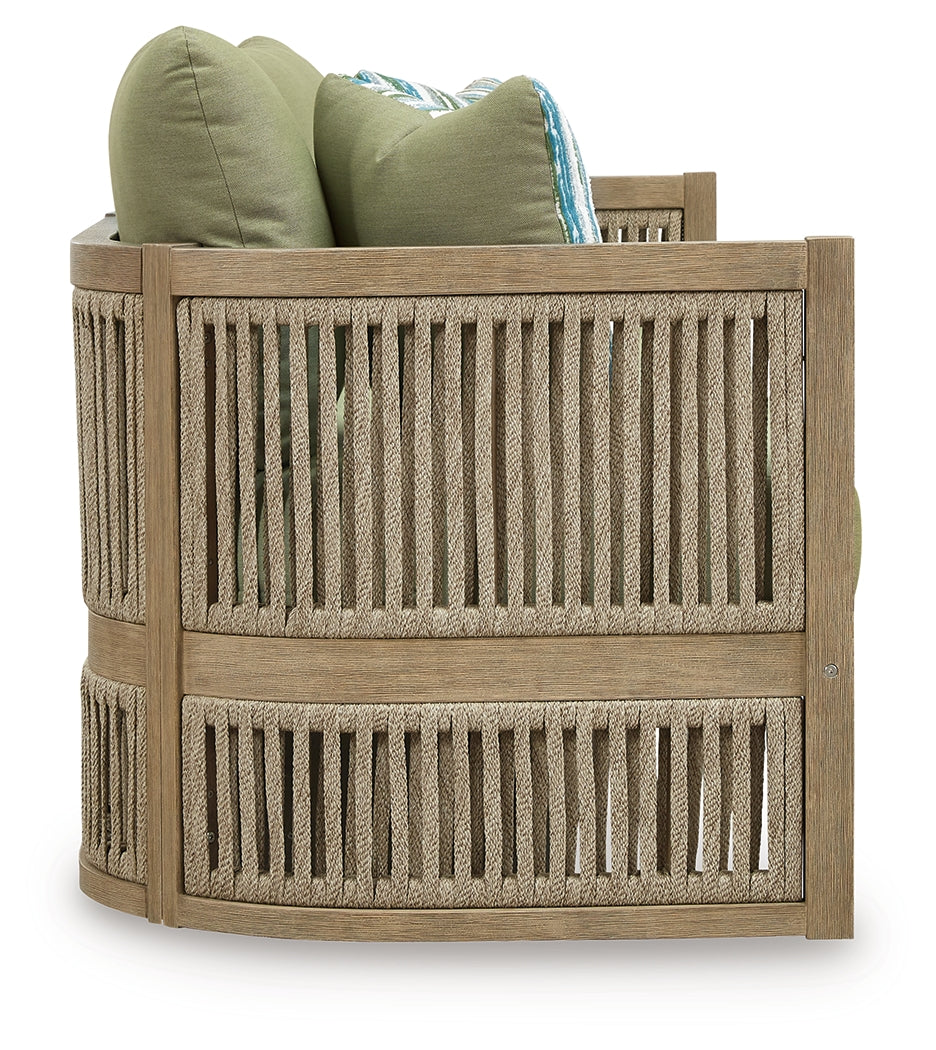Vision Lane Beige/Green Outdoor Sofa with Cushion from Ashley Furniture - Luna Furniture