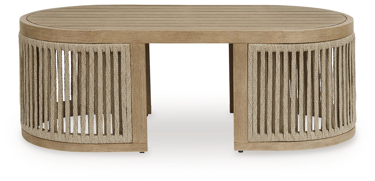 Vision Lane Beige Outdoor Coffee Table from Ashley Furniture - Luna Furniture