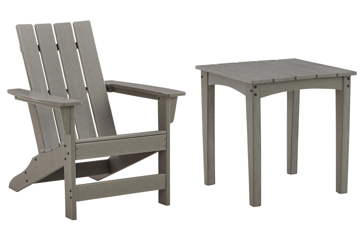 Visola Outdoor Adirondack Chair and End Table in Gray from Ashley - Luna Furniture