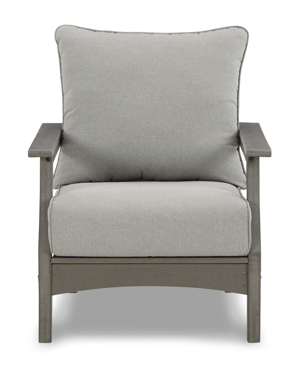 Visola Outdoor Sofa and Loveseat with 2 Lounge Chairs and End Table in Gray from Ashley Furniture - Luna Furniture