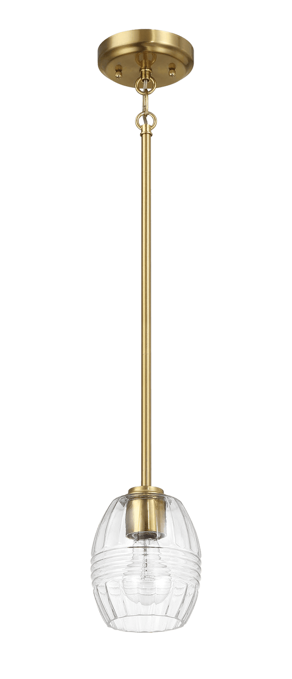 Vista Single Pendant Chain Hanging Light with Clear Glass - Satin Brass