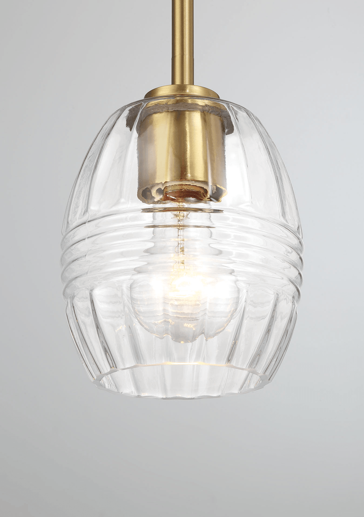 Vista Single Pendant Chain Hanging Light with Clear Glass - Satin Brass from Midinmod - Luna Furniture