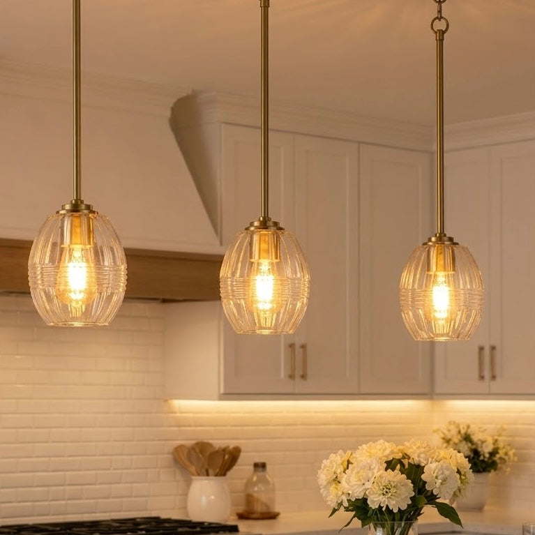Vista Single Pendant Chain Hanging Light with Clear Glass - Satin Brass from Ashcroft Furniture - Luna Furniture