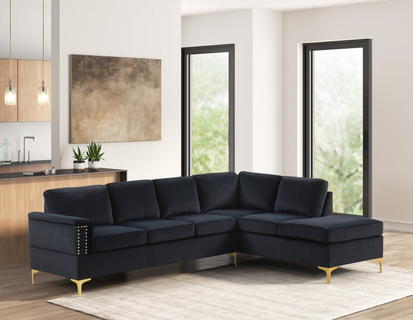 Vogue Black Velvet Sectional