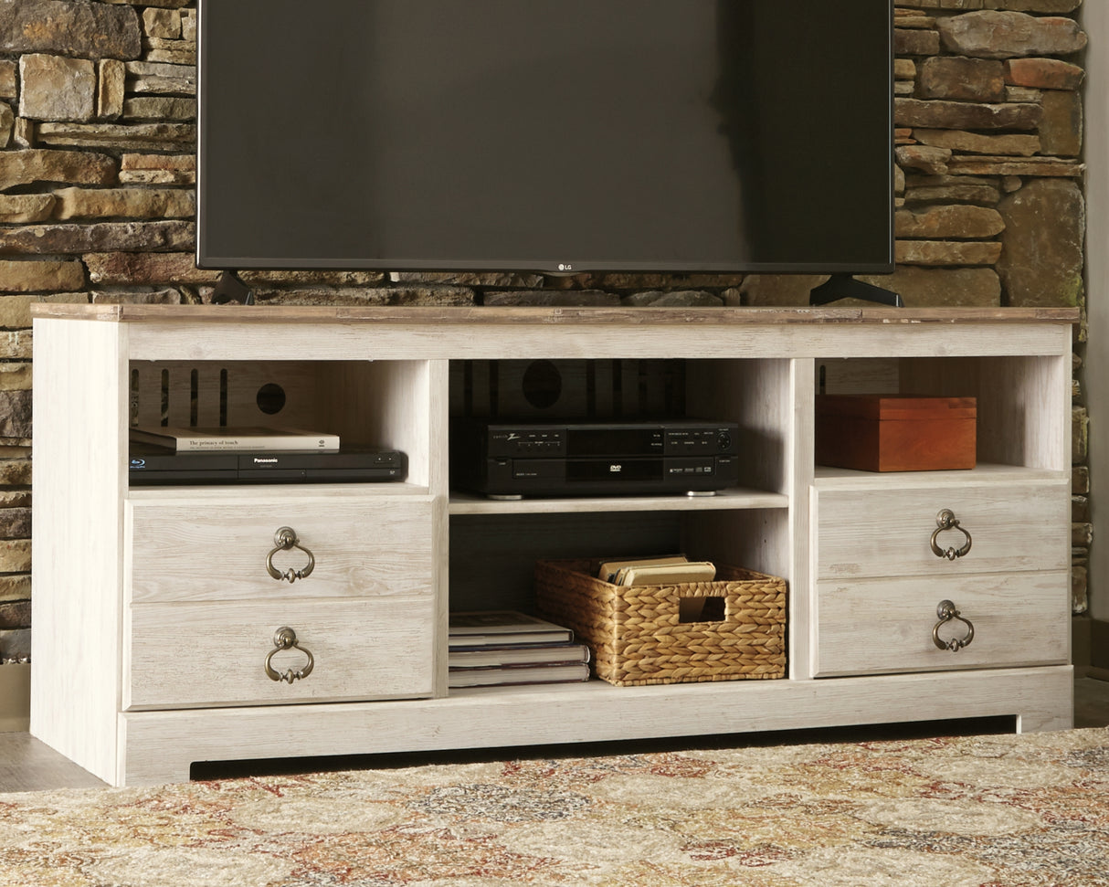 Willowton Whitewash 3-Piece Entertainment Center from Ashley Furniture - Luna Furniture