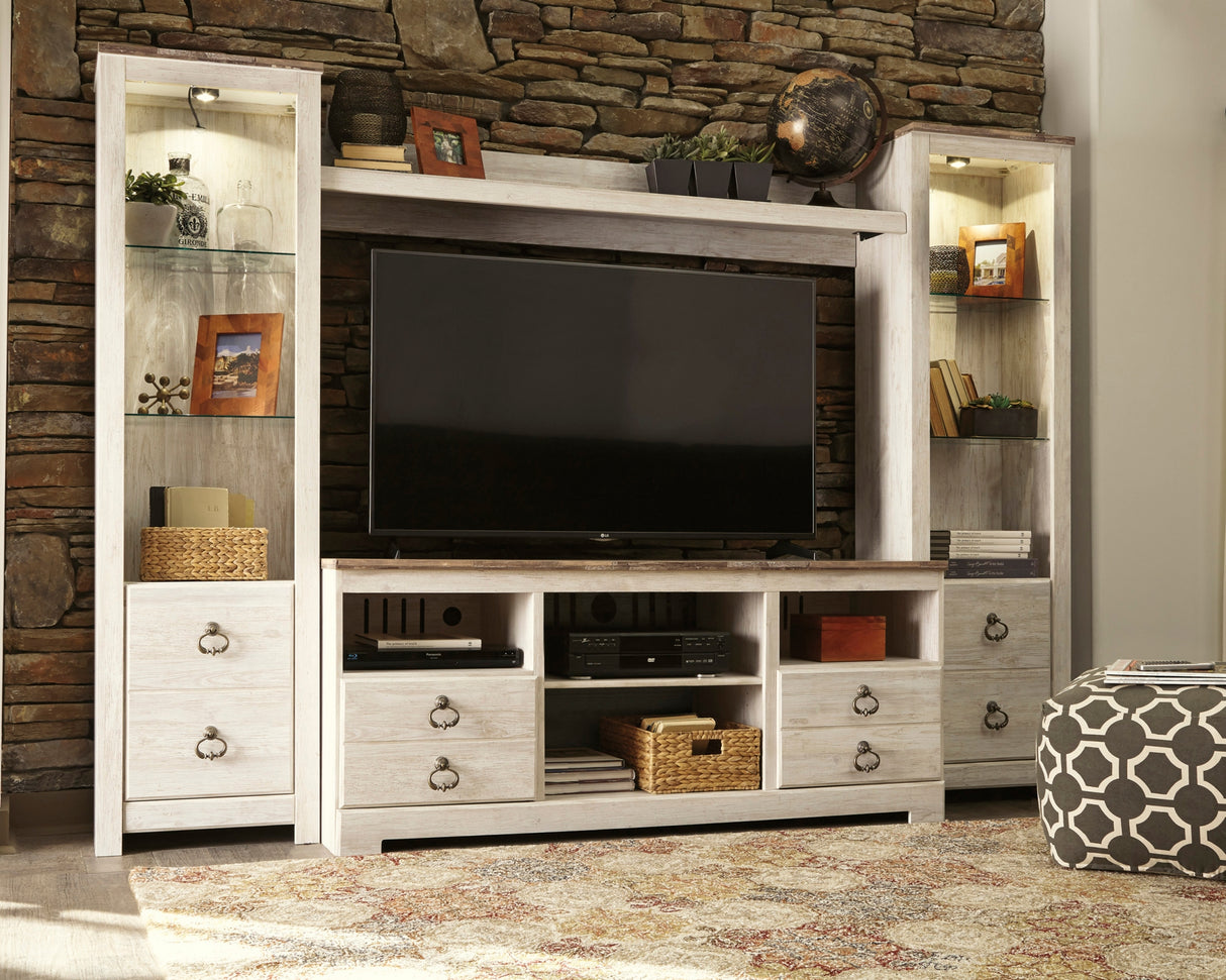 Willowton Whitewash 4-Piece Entertainment Center from Ashley - Luna Furniture