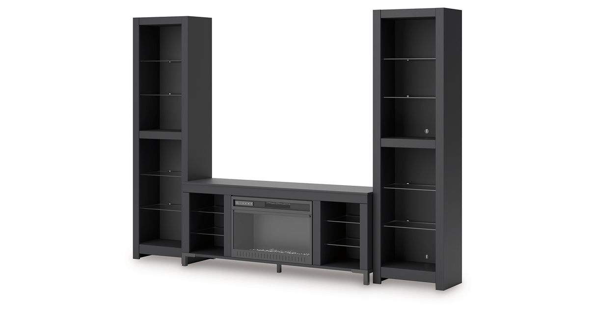 Cayberry Black 3-Piece Entertainment Center with Electric Fireplace from Ashley Furniture - Luna Furniture