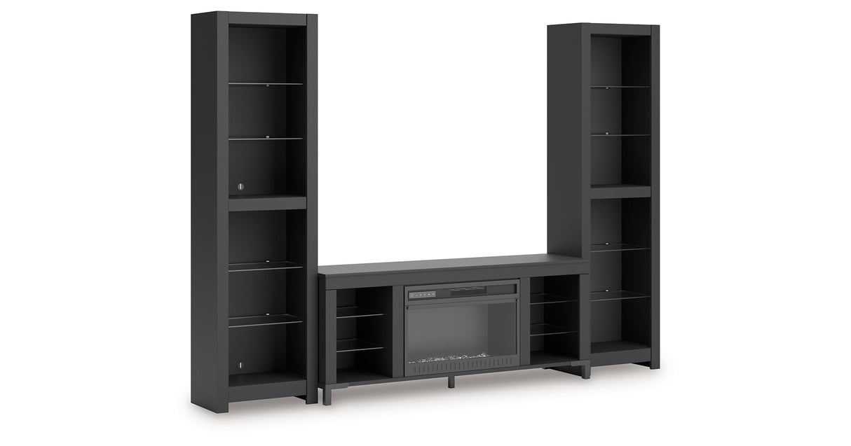 Cayberry Black 3-Piece Entertainment Center with Electric Fireplace from Ashley Furniture - Luna Furniture