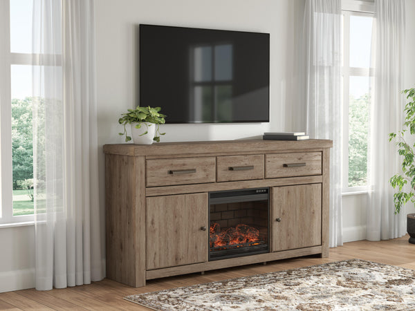Garistyn Brown 73" TV Stand with Electric Fireplace