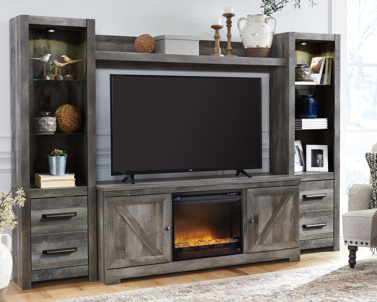 Wynnlow Gray 4-Piece Entertainment Center with Electric Fireplace from Ashley - Luna Furniture