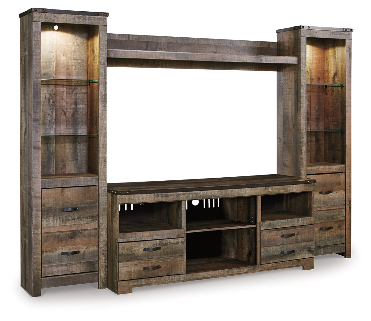 Trinell Brown 4-Piece Entertainment Center from Ashley Furniture - Luna Furniture