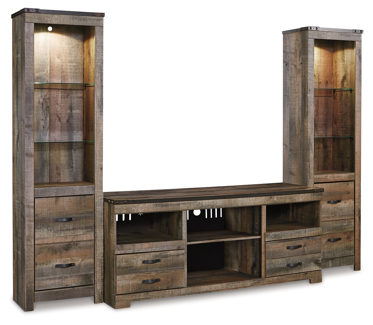 Trinell Brown 3-Piece Entertainment Center from Ashley Furniture - Luna Furniture