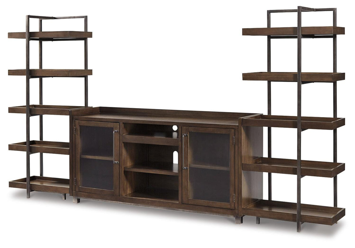 Starmore Brown/Gunmetal 3-Piece Entertainment Center from Ashley - Luna Furniture