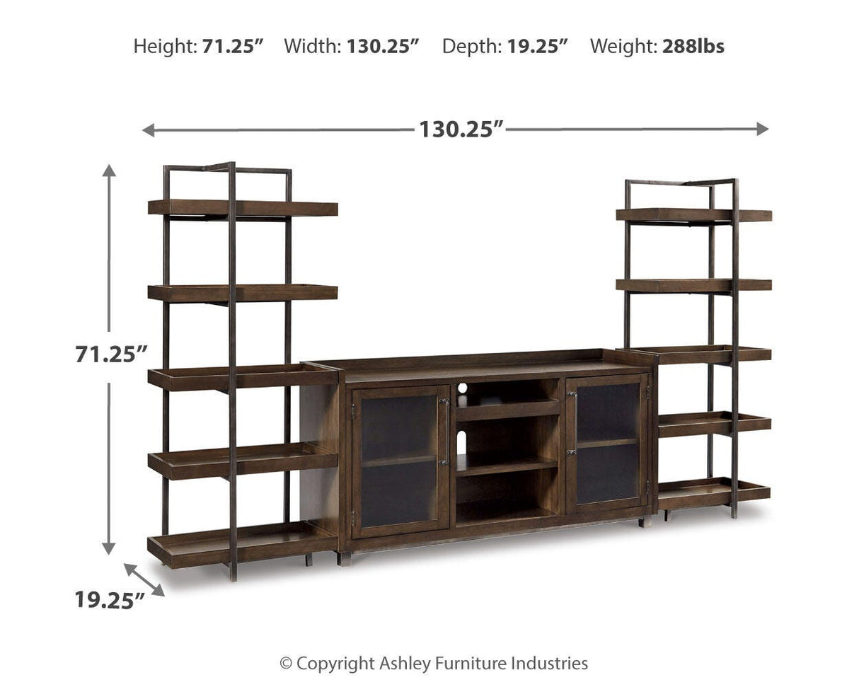 Starmore Brown/Gunmetal 3-Piece Entertainment Center from Ashley - Luna Furniture