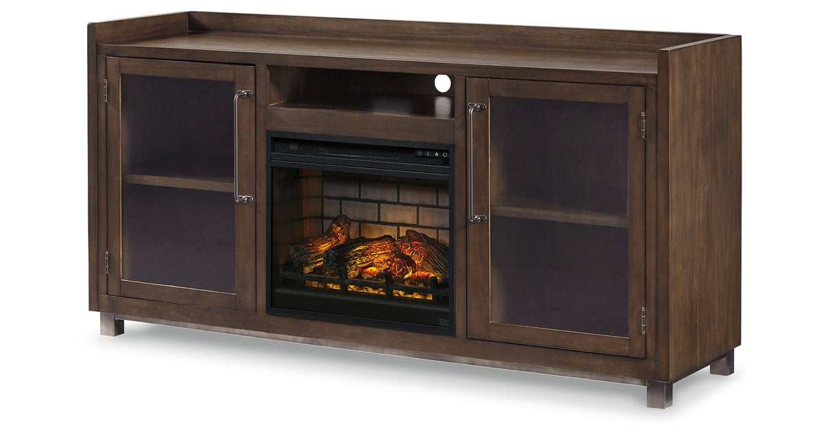 Starmore Brown/Gunmetal 3-Piece Wall Unit with Electric Fireplace from Ashley Furniture - Luna Furniture