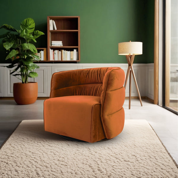 Walden Burnt Orange Velvet Swivel Chair