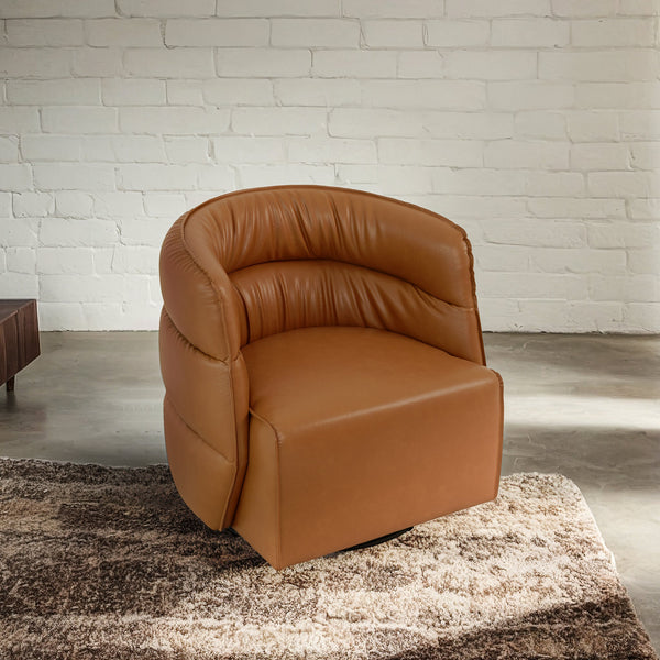 Walden Tan Vegan Leather Swivel Chair