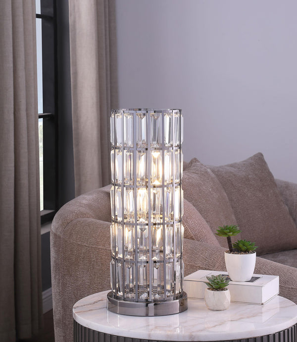 Wanda Black 20-inch Crystal Shade Bedside Table Lamp