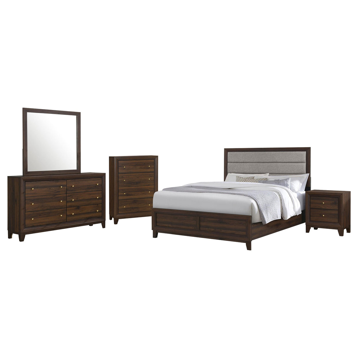 Welsley Walnut 5-Piece Queen Bedroom Set from Coaster - Luna Furniture