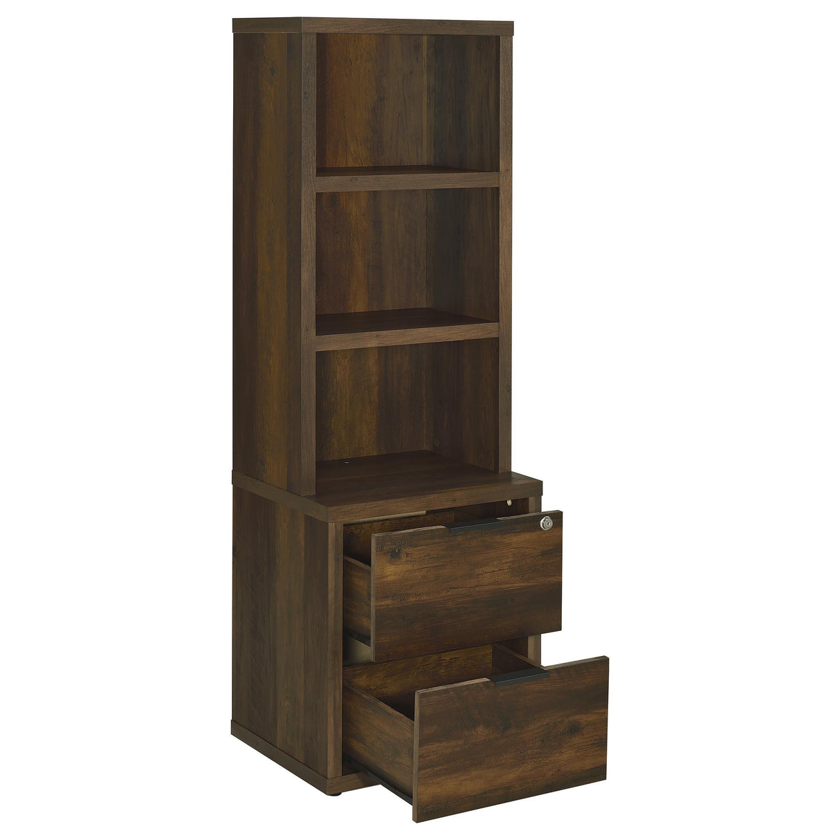 Westpark Dark Pine 3-Shelf Bookcase with Lockable Drawer and USB Ports from Coaster - Luna Furniture