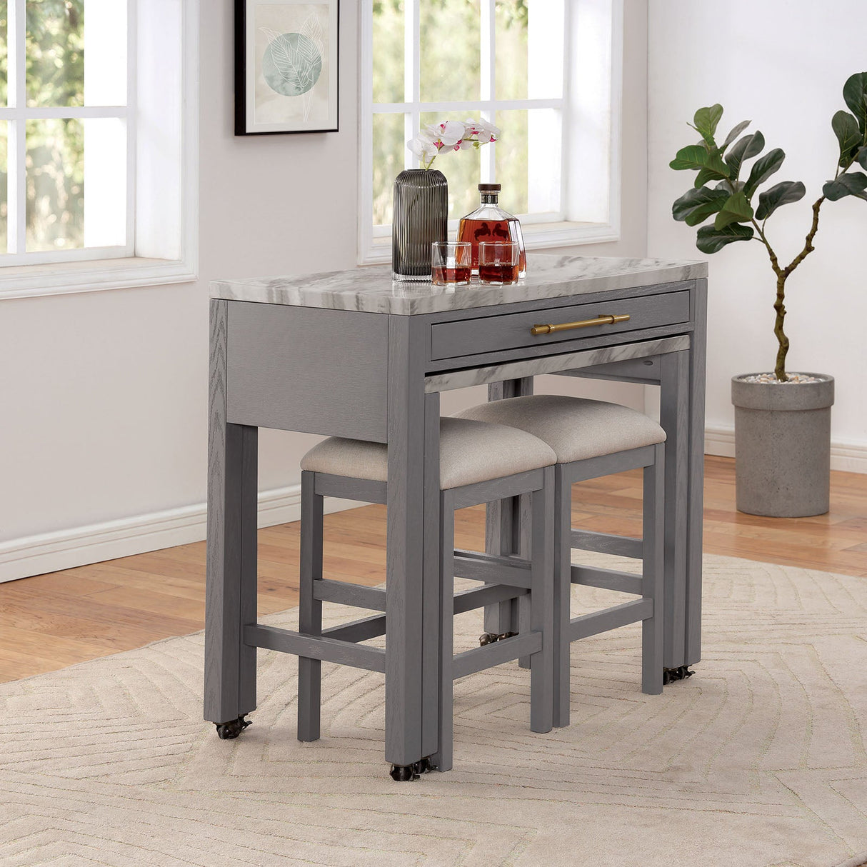 Whitehall White/Light Gray Counter Ht. Table from Furniture of America - Luna Furniture