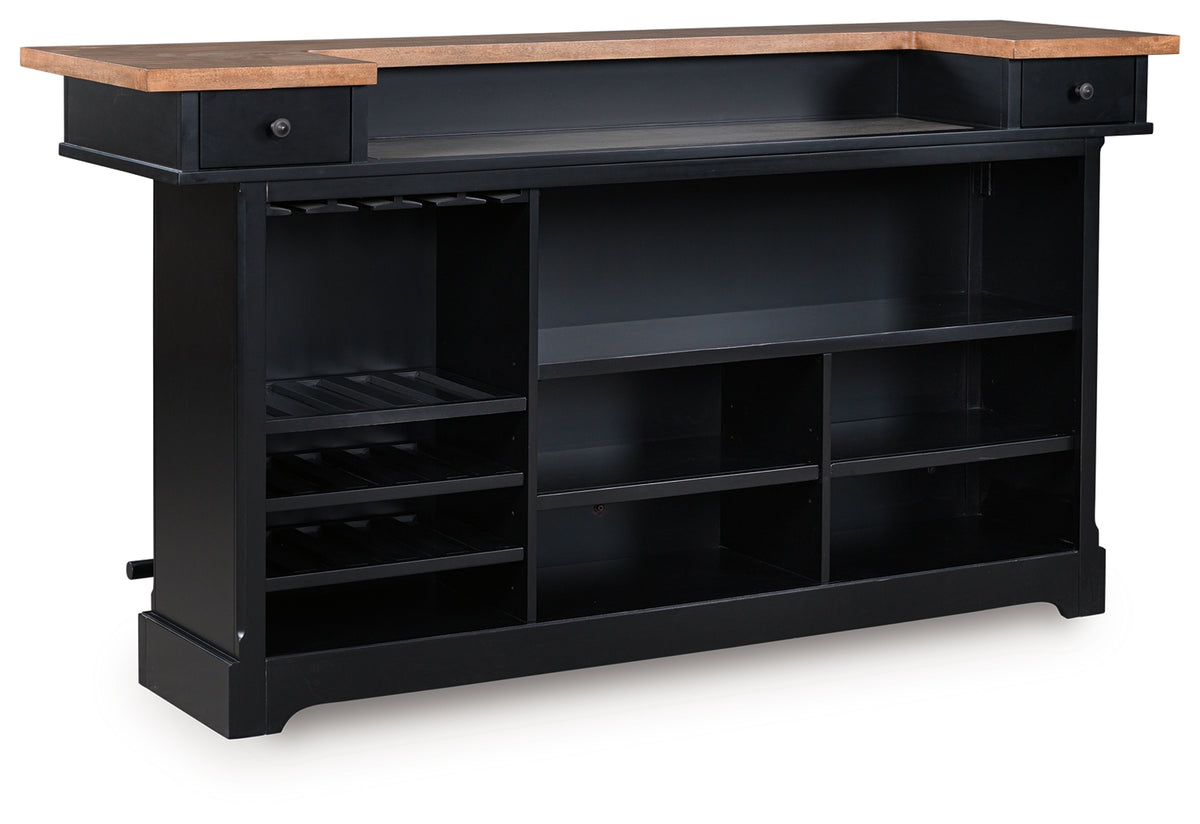 Wildenauer Brown/Black 78" Bar from Ashley Furniture - Luna Furniture