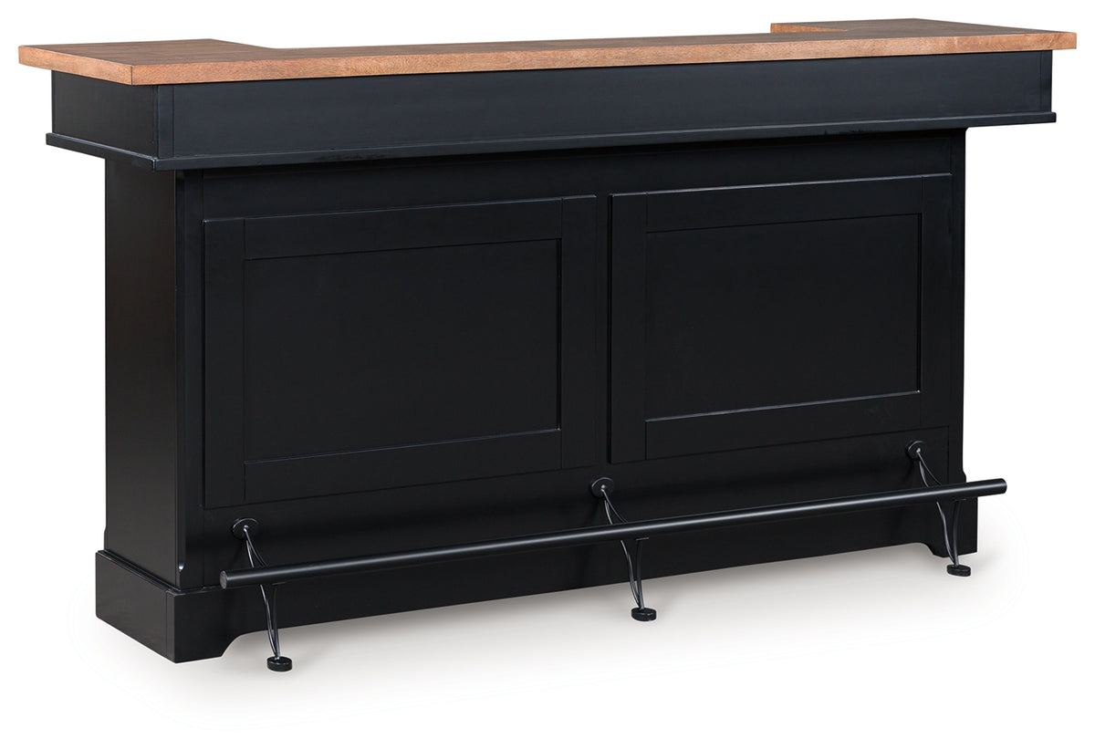 Wildenauer Brown/Black 78" Bar from Ashley Furniture - Luna Furniture