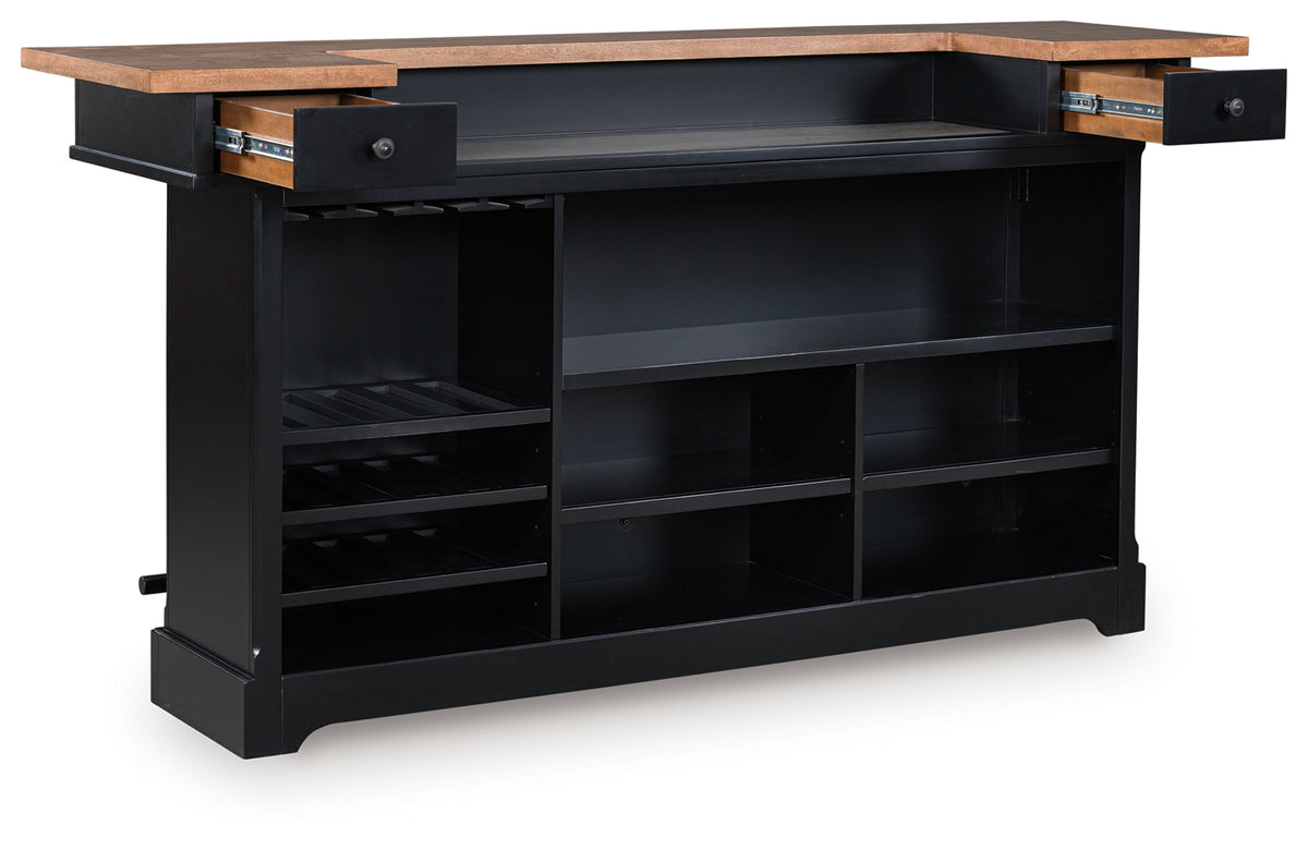 Wildenauer Brown/Black 78" Bar from Ashley Furniture - Luna Furniture