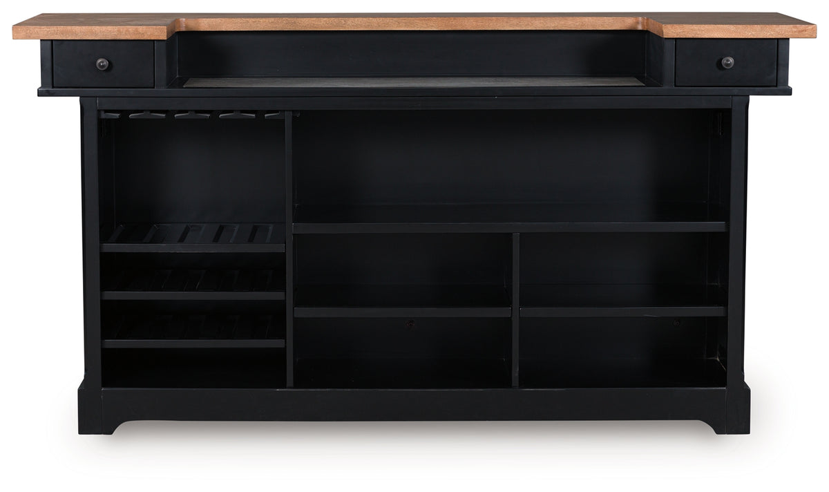 Wildenauer Brown/Black 78" Bar from Ashley Furniture - Luna Furniture