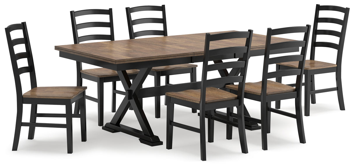 Wildenauer Dining Table and 6 Chairs in Brown/Black from Ashley Furniture - Luna Furniture