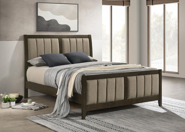Wilkes Dark Cocoa Upholstered Queen Bed