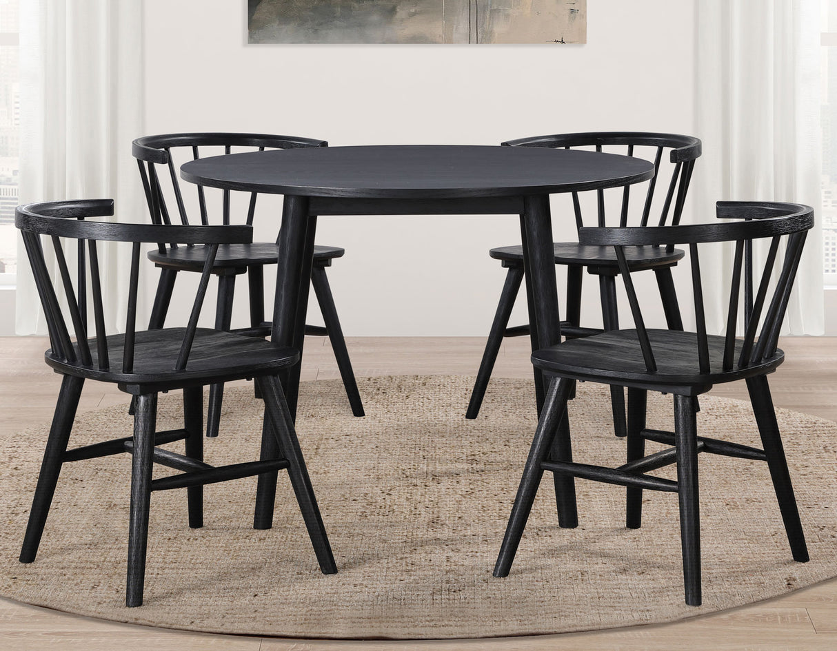Willow 5 Piece 42-inch Round Dining Set, Black from Steve Silver - Luna Furniture