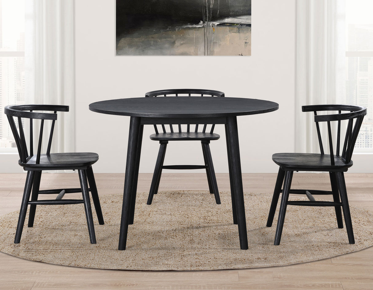 Willow 5 Piece 42-inch Round Dining Set, Black from Steve Silver - Luna Furniture