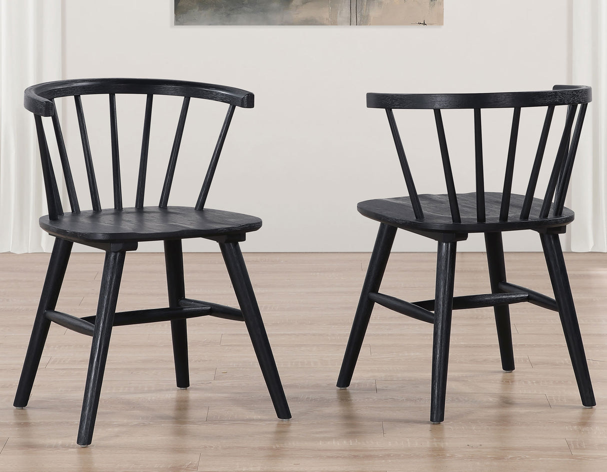 Willow 5 Piece 42-inch Round Dining Set, Black from Steve Silver - Luna Furniture