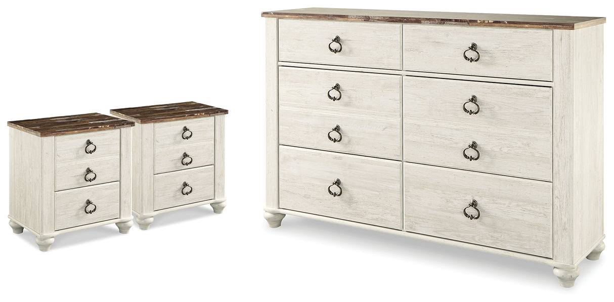 Willowton Dresser and 2 Nightstands from Ashley - Luna Furniture