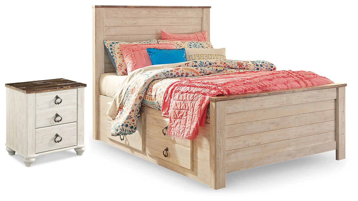 Willowton Full Panel Bed with Storage and Nightstand from Ashley - Luna Furniture