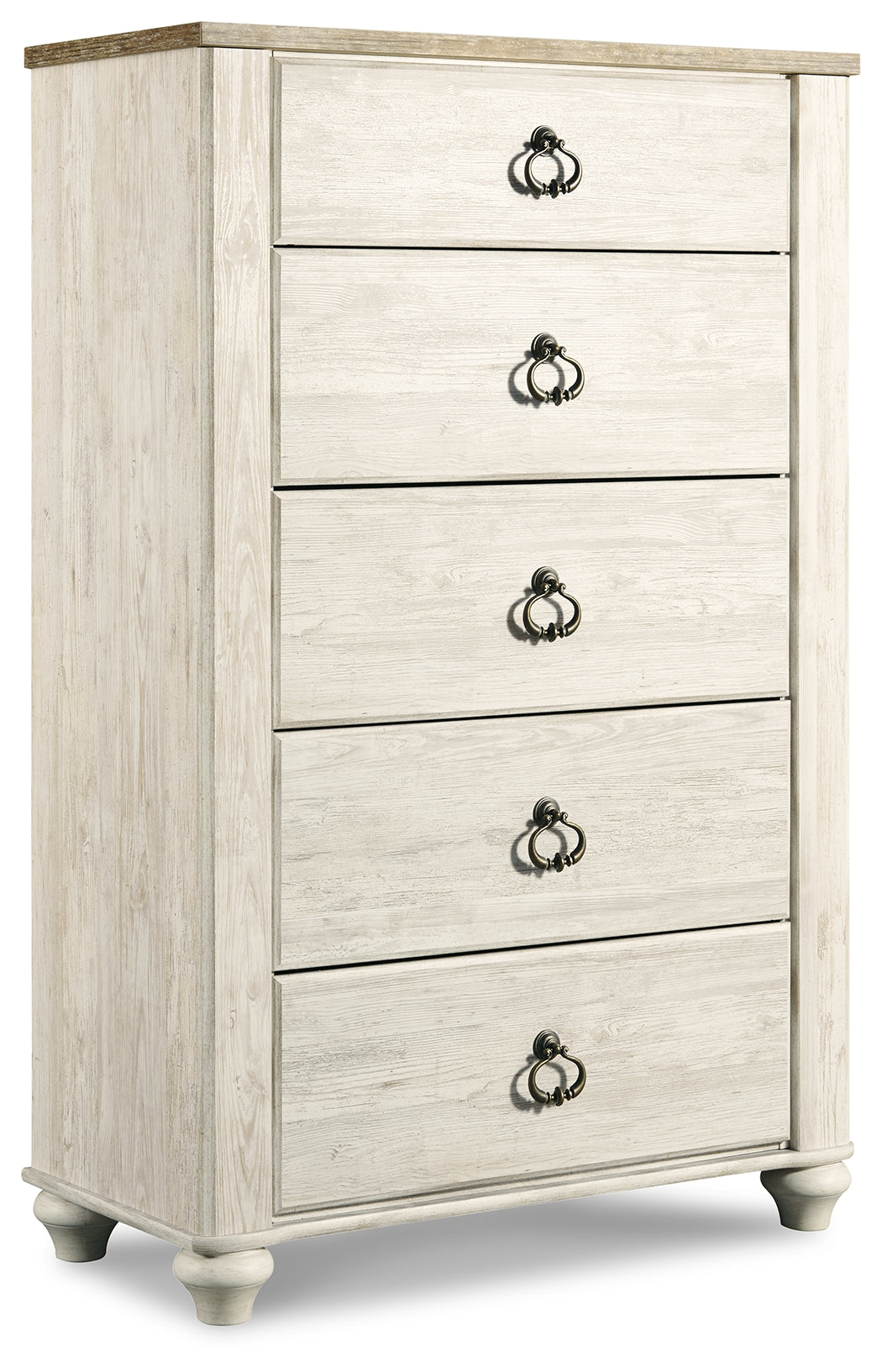 Willowton Full Panel Bed with Storage with Mirrored Dresser, Chest and Nightstand in Whitewash from Ashley Furniture - Luna Furniture