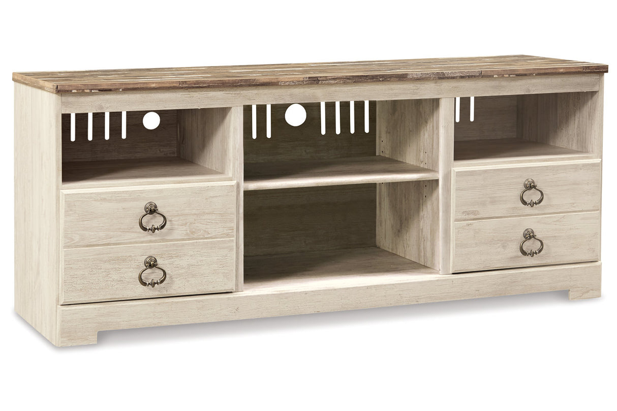 Willowton Whitewash 3-Piece Entertainment Center from Ashley Furniture - Luna Furniture