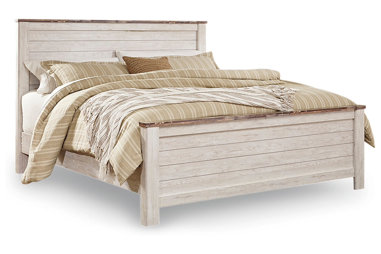 Willowton Whitewash California King Panel Bed from Ashley - Luna Furniture