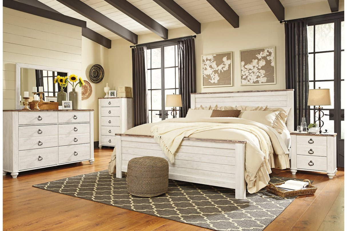 Willowton Whitewash California King Panel Bed from Ashley - Luna Furniture